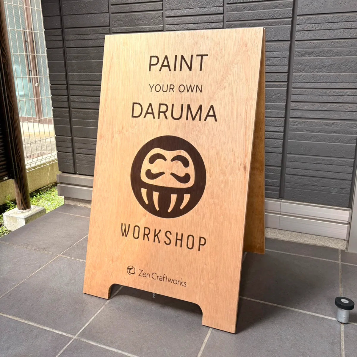 Wooden PAINT YOUR OWN DARUMA WORKSHOP sign